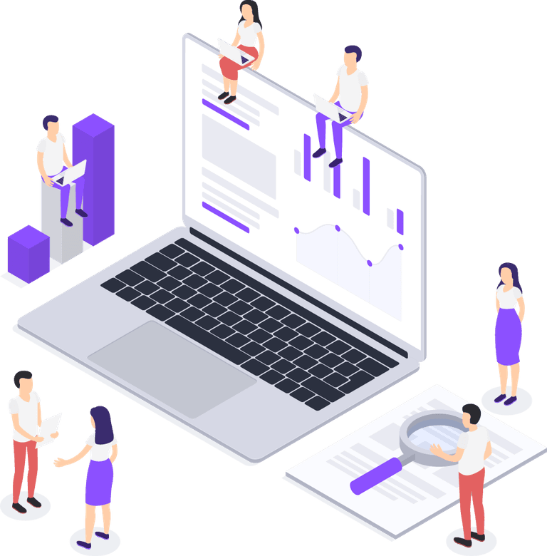 Drawing of a person using laptop